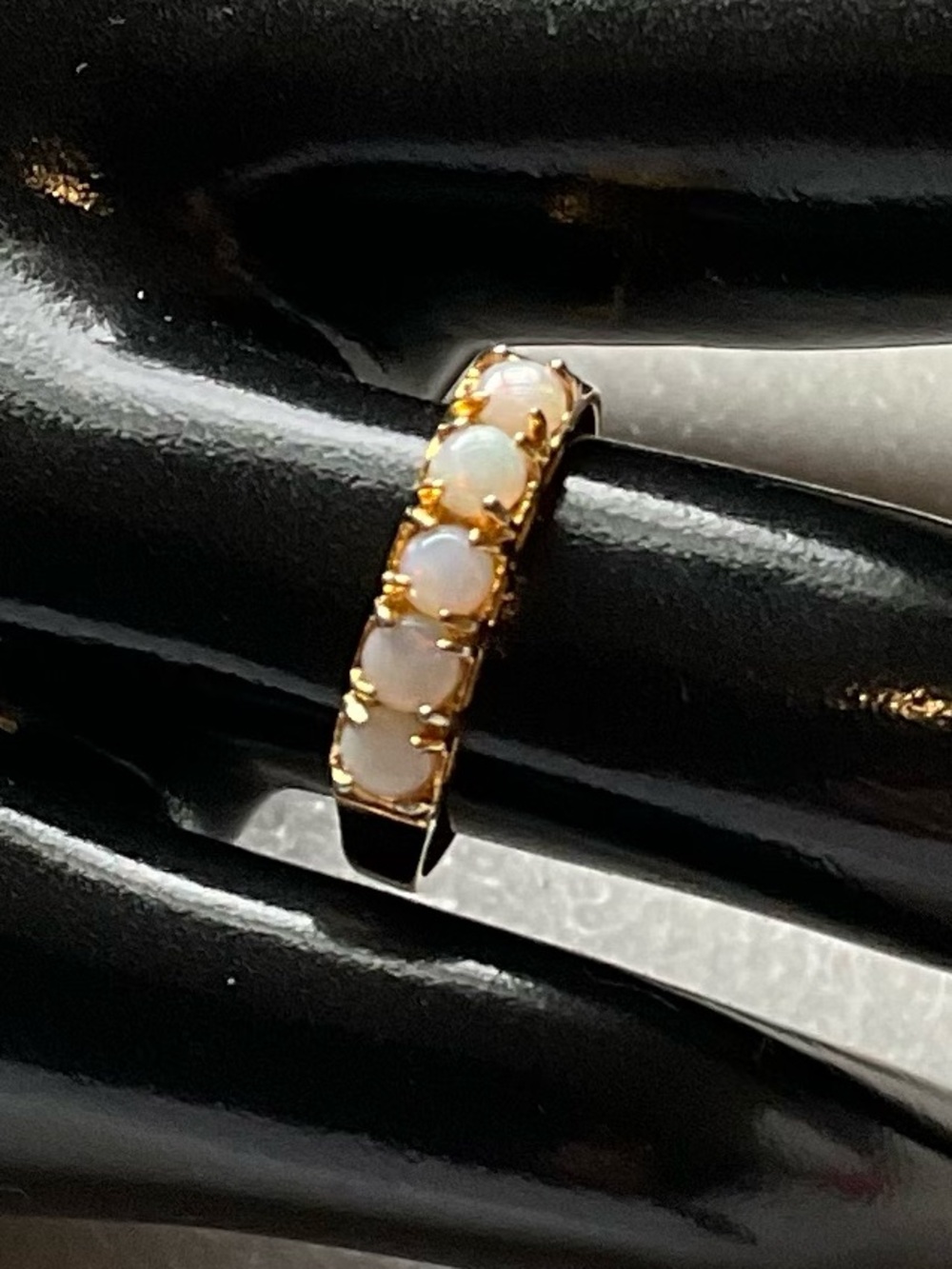 18 Karat Gold Electroplate Opal Stacker Ring